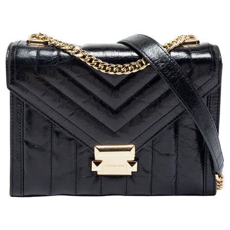 michael kors whitney polished leather shoulder bag|quilted shoulder bag with chain.